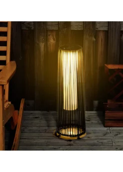 Outsunny Garden Solar Powered Lights Woven Wicker Lantern