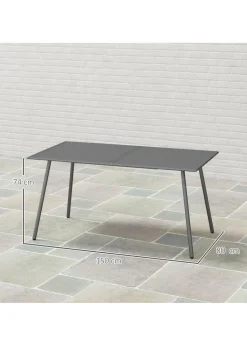 Outsunny Garden Table for 4 to 6 Person with Slat Top Steel Frame