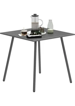 Outsunny Garden Table for 4 to 6 Person with Slat Top Steel Frame