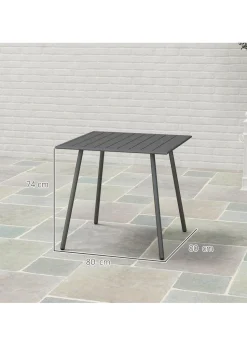 Outsunny Garden Table for 4 to 6 Person with Slat Top Steel Frame