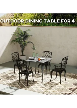 Outsunny Garden Table for 4 to 6 Person with Slat Top Steel Frame