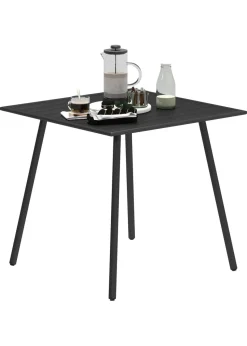 Outsunny Garden Table for 4 to 6 Person with Slat Top Steel Frame