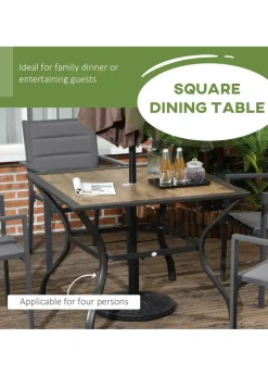 Outsunny Garden Table with Parasol Hole PC Board Tabletop for 4 Persons