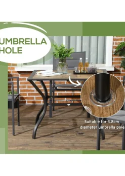 Outsunny Garden Table with Parasol Hole PC Board Tabletop for 4 Persons