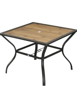 Outsunny Garden Table with Parasol Hole PC Board Tabletop for 4 Persons