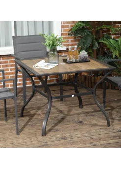 Outsunny Garden Table with Parasol Hole PC Board Tabletop for 4 Persons