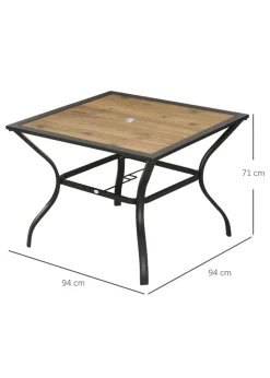 Outsunny Garden Table with Parasol Hole PC Board Tabletop for 4 Persons