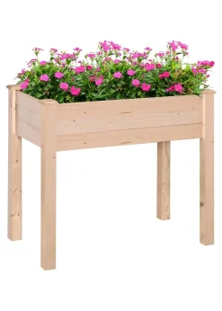 Outsunny Garden Wooden Planter Flower Raised Bed Herb Grow Box Container