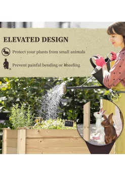 Outsunny Garden Wooden Planter Flower Raised Bed Herb Grow Box Container