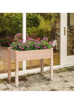 Outsunny Garden Wooden Planter Flower Raised Bed Herb Grow Box Container