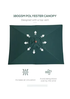 Outsunny Green Tilting Sun Parasol (200cm x 150cm x 230cm)