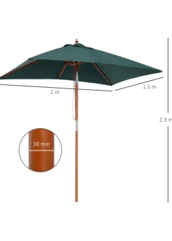 Outsunny Green Tilting Sun Parasol (200cm x 150cm x 230cm)