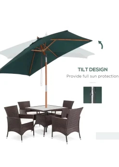 Outsunny Green Tilting Sun Parasol (200cm x 150cm x 230cm)