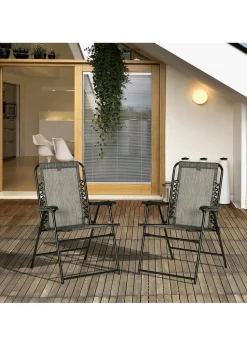 Outsunny Grey Folding Chair Set for Camping Lawn Set of 2