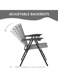 Outsunny Grey Outdoor Bistro Set with 2 Folding Armchairs 3Pcs