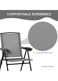 Outsunny Grey Outdoor Bistro Set with 2 Folding Armchairs 3Pcs