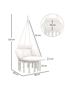 Outsunny Hammock Chair Boho Hanging Swing Chair with Cushion