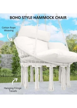 Outsunny Hammock Chair Boho Hanging Swing Chair with Cushion