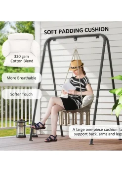 Outsunny Hammock Chair Boho Hanging Swing Chair with Cushion