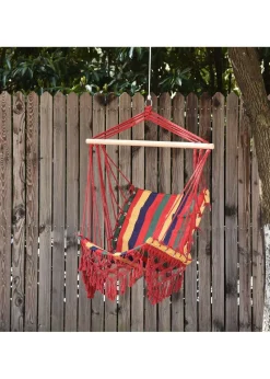 Outsunny Hammock Chair Swing Colourful Striped Seat Porch Indoor Outdoor Hanging
