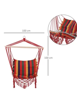 Outsunny Hammock Chair Swing Colourful Striped Seat Porch Indoor Outdoor Hanging