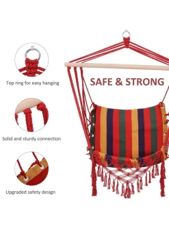 Outsunny Hammock Chair Swing Colourful Striped Seat Porch Indoor Outdoor Hanging
