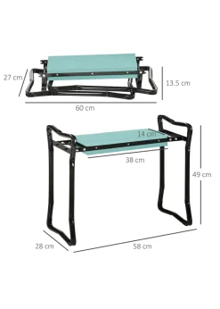Outsunny 2-in-1 Garden Seat Kneeling Pad & Support Bench (58cm x 28cm x 49cm)