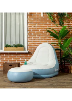 Outsunny Inflatable Chair & Foot Stool for Gaming, Reading, & Watching
