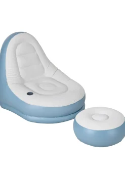 Outsunny Inflatable Chair & Foot Stool for Gaming, Reading, & Watching