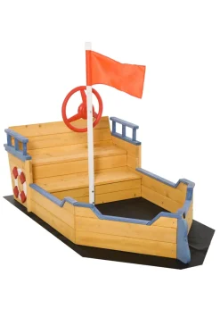 Outsunny Kids Wooden Pirate Ship Sandpit