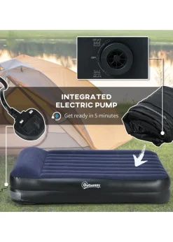 Outsunny King Inflatable Mattress with Electric Pump & Integrated Pillow