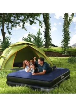 Outsunny King Inflatable Mattress with Electric Pump & Integrated Pillow