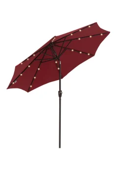 Outsunny Φ2.7m Garden 24 LED Light Parasol Solar Outdoor Tilt Sun Umbrella Patio Sun Shade