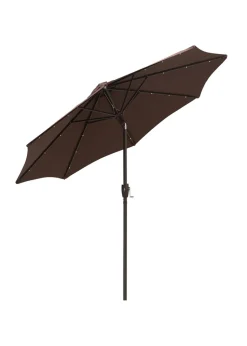 Outsunny Φ2.7m Garden 24 LED Light Parasol Solar Outdoor Tilt Sun Umbrella Patio Sun Shade