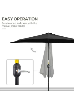 Outsunny 2.7m Metal Frame Garden Furniture Parasol Half Round Umbrella