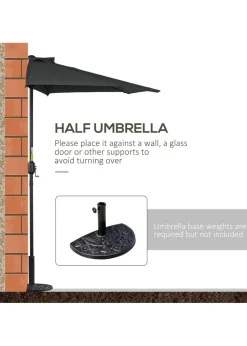 Outsunny 2.7m Metal Frame Garden Furniture Parasol Half Round Umbrella