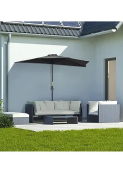 Outsunny 2.7m Metal Frame Garden Furniture Parasol Half Round Umbrella