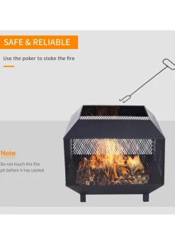 Outsunny Metal Firepit Patio Heater Brazier Garden Square Stove Log Wood Burner