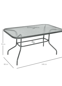 Outsunny Metal Garden Table with Umbrella Hole, 140L x 80Wcm