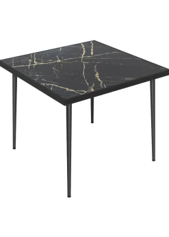 Outsunny Outdoor Dining Table for 4 with Marble Effect Tempered Glass Top
