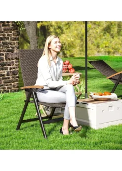 Outsunny Outdoor Folding Rattan Chair Dining Chair