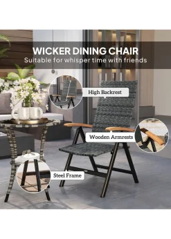 Outsunny Outdoor Folding Rattan Chair Dining Chair