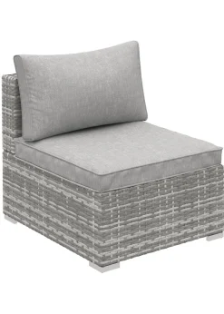 Outsunny Outdoor Garden Furniture Rattan Single Middle Sofa with Cushions