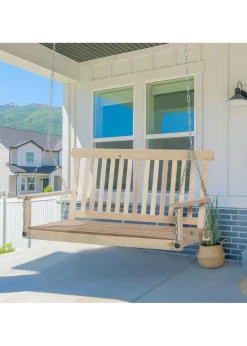 Outsunny Outdoor Wooden Swing Bench 2-Seater Porch Swing Chair Hanging Hammock