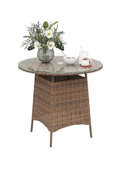 Outsunny Patio Furniture Rattan Garden Table with Umbrella Hole