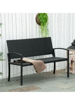 Outsunny Patio Rattan 2 Seater Garden Bench Love Seater Garden Armchair
