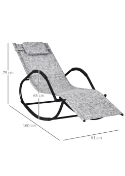 Outsunny Patio Texteline Rocking Lounge Chair Zero Gravity Rocker with Padded Pillow
