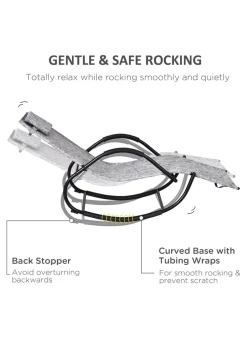 Outsunny Patio Texteline Rocking Lounge Chair Zero Gravity Rocker with Padded Pillow