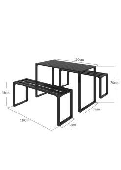 Outsunny 3Pcs Outdoor Dining Set Metal Beer Table Bench Patio Garden Yard
