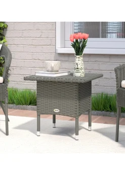 Outsunny PE Rattan Outdoor Coffee Table Easy Match Rattan Side Table Grey